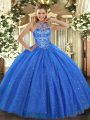 Super Sleeveless Lace Up Floor Length Beading and Embroidery Quinceanera Dresses