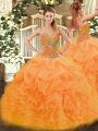 Luxurious Ball Gowns Quinceanera Dresses Orange Sweetheart Organza Sleeveless Floor Length Lace Up