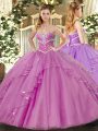 Tulle Sleeveless Floor Length Vestidos de Quinceanera and Beading and Ruffles