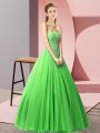 A-line Green Sweetheart Tulle Sleeveless Floor Length Lace Up