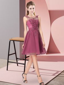 Stunning Chiffon Sleeveless Knee Length Bridesmaid Gown and Appliques