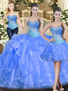 Charming Floor Length Ball Gowns Sleeveless Baby Blue 15 Quinceanera Dress Lace Up