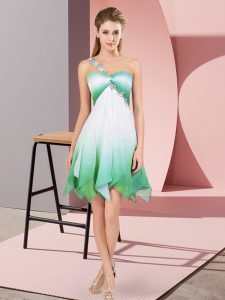 Beauteous Multi-color Fading Color Lace Up One Shoulder Sleeveless Asymmetrical Homecoming Dress Beading