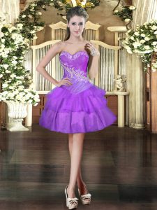 Delicate Mini Length Ball Gowns Sleeveless Purple Prom Party Dress Lace Up