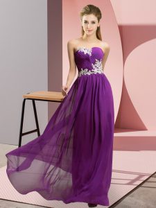 Attractive Chiffon Sleeveless Floor Length Prom Party Dress and Appliques