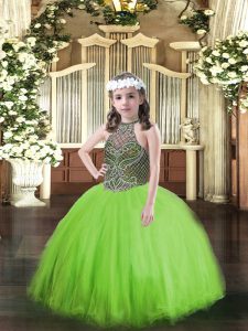 Elegant Sleeveless Beading Floor Length High School Pageant Dress
