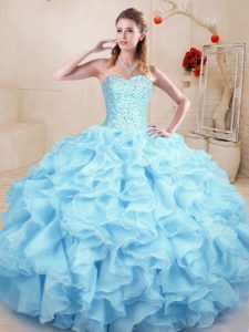 Sleeveless Lace Up Floor Length Ruffles 15th Birthday Dress