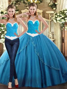Fashionable Tulle Sleeveless Floor Length Quinceanera Gown and Beading