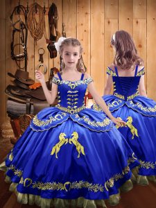 Amazing Satin Sleeveless Floor Length Kids Formal Wear and Beading and Embroidery