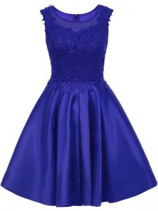 Low Price Blue Sleeveless Lace Mini Length Vestidos de Damas