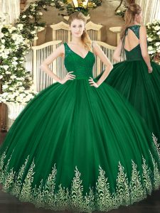 Trendy Sleeveless Backless Floor Length Beading and Lace and Appliques Quinceanera Dresses
