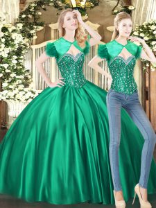 Fantastic Floor Length Ball Gowns Sleeveless Green Ball Gown Prom Dress Lace Up