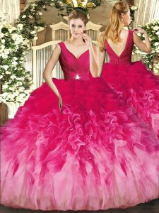 Luxury Multi-color Sleeveless Beading and Ruffles Floor Length Quinceanera Dress