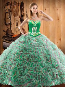 Multi-color Sleeveless Sweep Train Embroidery With Train Quince Ball Gowns