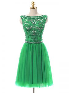 Colorful Empire Prom Evening Gown Green Bateau Tulle Sleeveless Mini Length Zipper