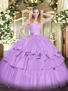 High End Ball Gowns Quinceanera Gowns Lavender Sweetheart Taffeta Sleeveless Floor Length Lace Up