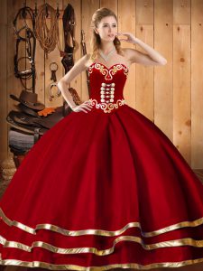 High End Ball Gowns 15th Birthday Dress Red Sweetheart Organza Sleeveless Floor Length Lace Up