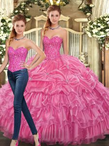 Organza Sleeveless Floor Length Quinceanera Dresses and Beading and Ruffles