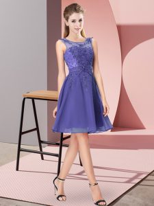 Customized Lavender Scoop Zipper Appliques Bridesmaids Dress Sleeveless