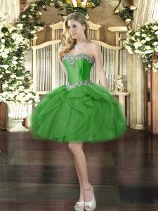 Designer Mini Length Ball Gowns Sleeveless Green Homecoming Dress Lace Up