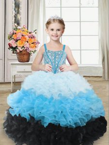 Trendy Sweetheart Sleeveless Lace Up Custom Made Pageant Dress Multi-color Organza