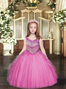 Sleeveless Beading and Ruffles Lace Up Little Girls Pageant Dress Wholesale