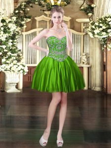 Custom Design Sweetheart Sleeveless Lace Up Prom Gown Green Satin