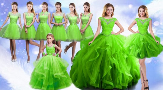 Super Sleeveless Beading and Ruffles Floor Length Quinceanera Gowns