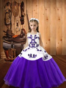 Purple Sleeveless Organza Lace Up Pageant Dress for Sweet 16 and Quinceanera