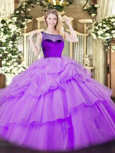 Floor Length Ball Gowns Sleeveless Lavender Quinceanera Dresses Zipper