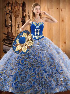 With Train Multi-color 15th Birthday Dress Sweetheart Sleeveless Sweep Train Lace Up