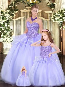 Edgy Lavender Sweetheart Lace Up Beading Quinceanera Dress Sleeveless