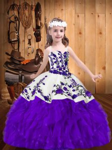 Floor Length Ball Gowns Sleeveless Purple Pageant Dress for Womens Lace Up