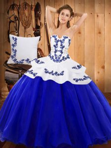 High Class Sleeveless Lace Up Floor Length Embroidery Sweet 16 Quinceanera Dress