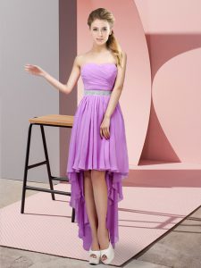 Lavender Sweetheart Lace Up Beading Bridesmaid Gown Sleeveless