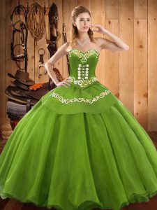 Floor Length Green Vestidos de Quinceanera Sweetheart Sleeveless Lace Up
