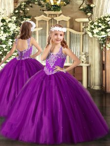 Sleeveless Beading Lace Up High School Pageant Dress