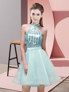New Style Sleeveless Backless Mini Length Sequins Dama Dress for Quinceanera