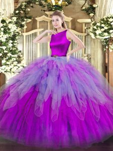 Best Selling Multi-color Sleeveless Organza Clasp Handle Sweet 16 Dresses for Military Ball and Sweet 16 and Quinceanera