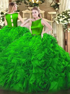 Belt Quinceanera Dresses Green Clasp Handle Sleeveless Floor Length
