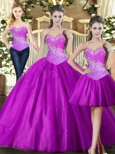 Sleeveless Beading Lace Up Sweet 16 Dresses