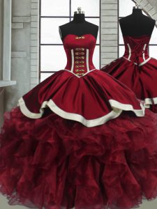 Fantastic Sleeveless Lace Up Floor Length Beading and Ruffles 15th Birthday Dress