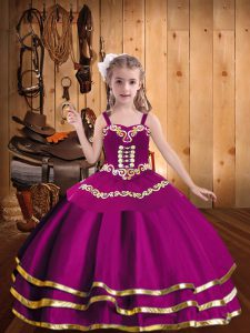 Floor Length Ball Gowns Sleeveless Fuchsia Pageant Gowns Lace Up