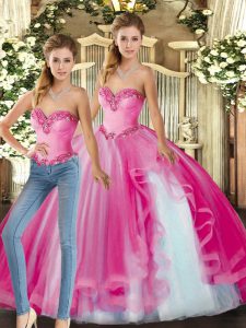 Floor Length Baby Pink 15 Quinceanera Dress Sweetheart Sleeveless Lace Up