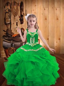 Graceful Sleeveless Lace Up Floor Length Embroidery and Ruffles Winning Pageant Gowns