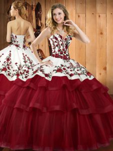 Colorful Wine Red Ball Gown Prom Dress Sweetheart Sleeveless Sweep Train Lace Up