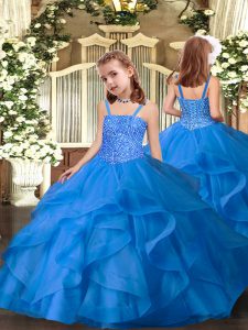 Trendy Sleeveless Lace Up Floor Length Beading and Ruffles Pageant Dress Womens