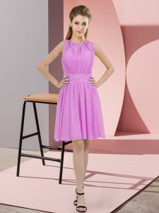 Exquisite Lilac Scoop Zipper Sequins Dama Dress Sleeveless