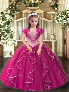 Sleeveless Embroidery and Ruffles Lace Up Pageant Gowns