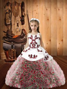 Lovely Multi-color Straps Neckline Embroidery Girls Pageant Dresses Sleeveless Zipper